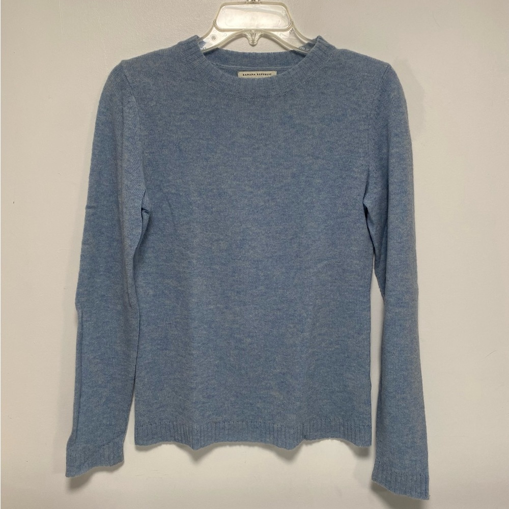 Light blue crew neck wool blend sweater
